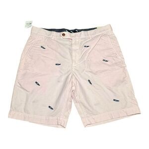 Brooks Brothers NWT Pink Flat Front Shorts Embroidered Boat Shoes Design